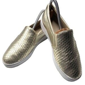 Vionic Sneakers Womens Size 9.5 Champagne Gold Textured Snake 356Midi Slip-on